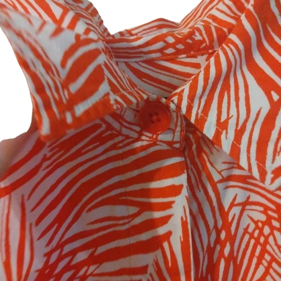 Talbot's Tropical Shirt Dress Tie Belted Front Collar Pockets Beachy Resort 18 - Picture 4 of 9